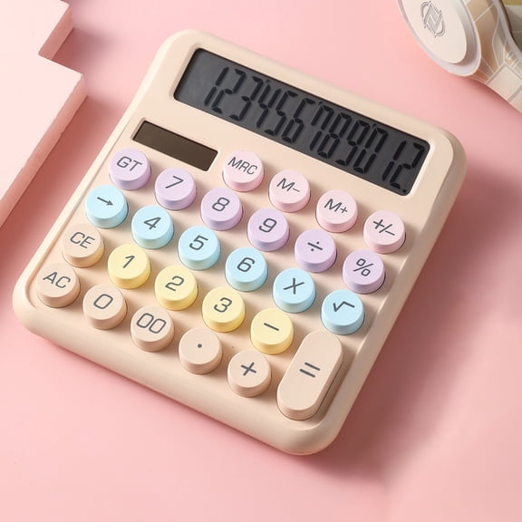 Nkmbld Basic Calculators Solar Calculator Color Dopamine 12 Bit Mechanical Key Scientific Calculator with Big Buttons