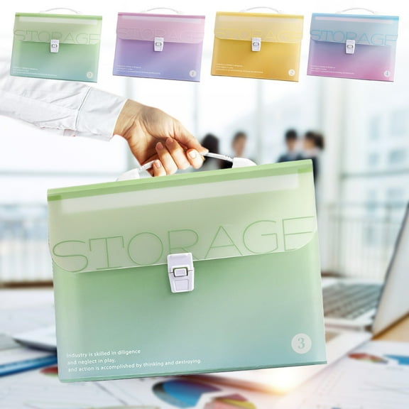 Nkmbld Basics File Folders, Handheld Accordion File Folder Multi-Layer File Organizer Test Paper Storage Bag Large Capacity Briefcase File Bag, Green