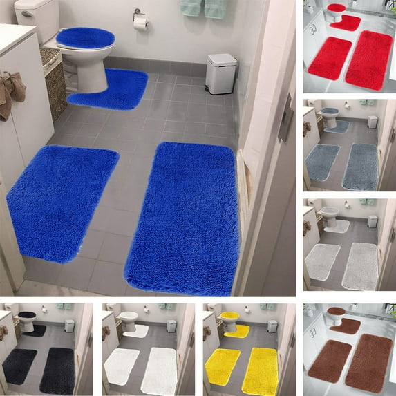 Nkmbld Non-Slip Bathroom Rug Set Solid Color Bath Mats 4 Set Soft Comfortable Toilet Mats for Bathroom Floor, Tub and Shower