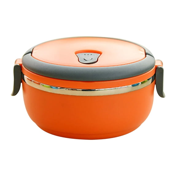 Nkmbld Bento Box Adult, Portable Lunch Box Circular Fresh-Keeping Box Stainless Steel Insulated Bento Boxes for Dining Out, Work, Picnic, Orange