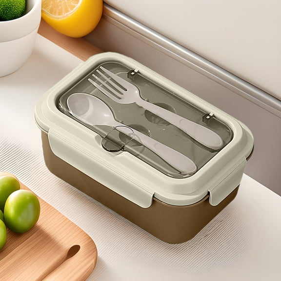 Nkmbld Bento Box for Women, All-in-One Portable Bento Box with Fork and Spoon, Leak-Proof Food Containers for Office Workers, BPA-Free, Microwave Safe