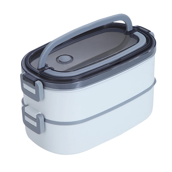 Nkmbld Bento Box for Women, Large Capacity Plastic Lunch Box with Handle, Leakproof Food Storage Container for Office Workers, Dishwasher Safe, White