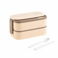 thumbnail image 1 of Nkmbld Bento Box for Women, Stainless Steel Double-Layer Lunch Box Leakproof Lunch Food Containers for Office Workers, Microwave Safe, Brown, 1 of 4