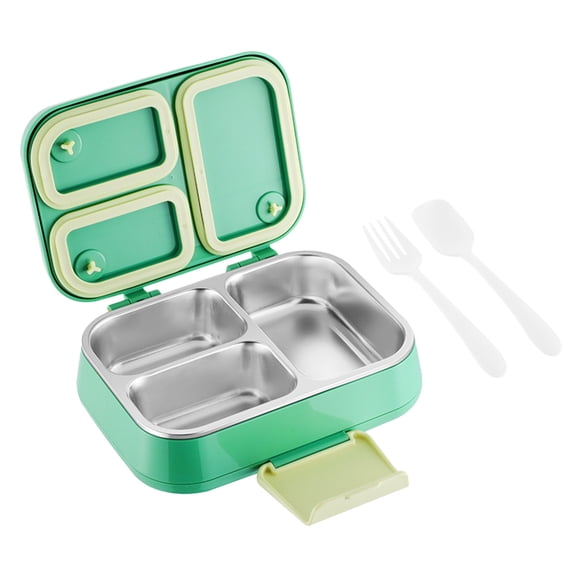 Nkmbld Bento Box for Women, Stainless Steel Lunch Box with Three Compartments, Leak-Proof Lunchbox, All-in-One Food Storage Containers, Microwave Safe