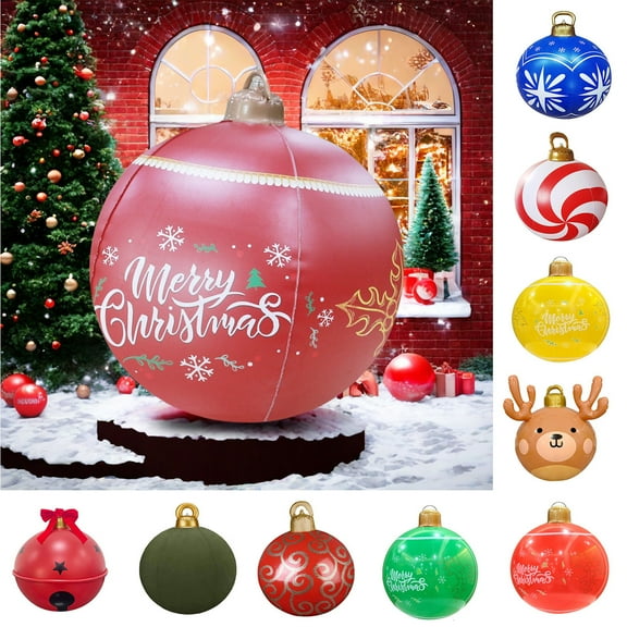 Nkmbld Big Shiny Inflatable Balls for Christmas, Outdoor Patio Christmas Decorations Festive Pendants Inflatable Balloons Props(with Balloon Pump)