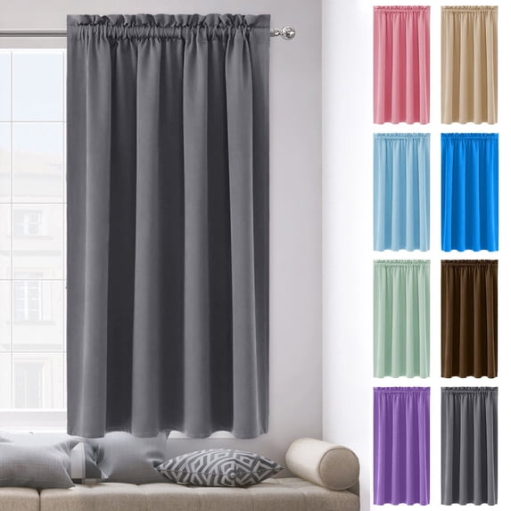 Nkmbld Blackout Curtains Heat Insulation Energy Saving Noise Reducing Drapes Solid Colour Silk Curtains for Living Room Kitchen Bedroom, Gray