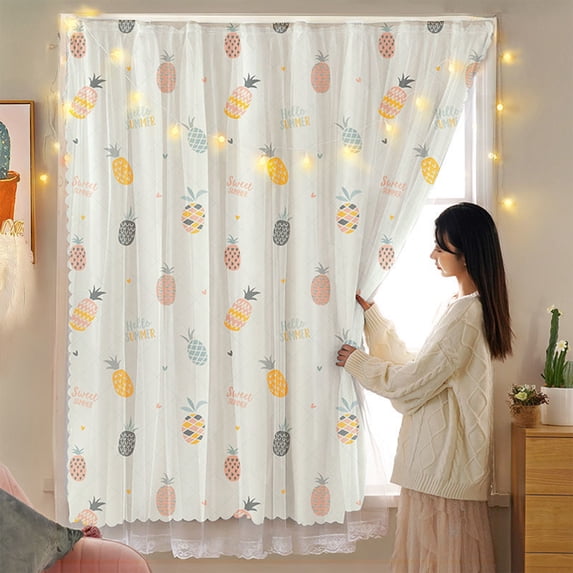 Nkmbld Blackout Curtains Self-Adhesive Curtains Living Room and Bedroom Drapes, Thermal Insulated Window Treatment, Washable Farmhouse Curtains