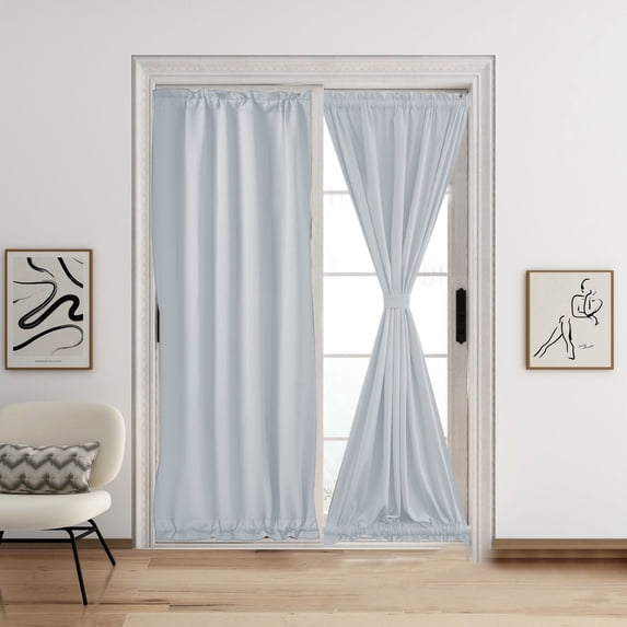Nkmbld Blackout Curtains for Bedroom, High-Precision Solid Color French Door Window Curtains, Thermal Insulated Blackout Curtains, Gray