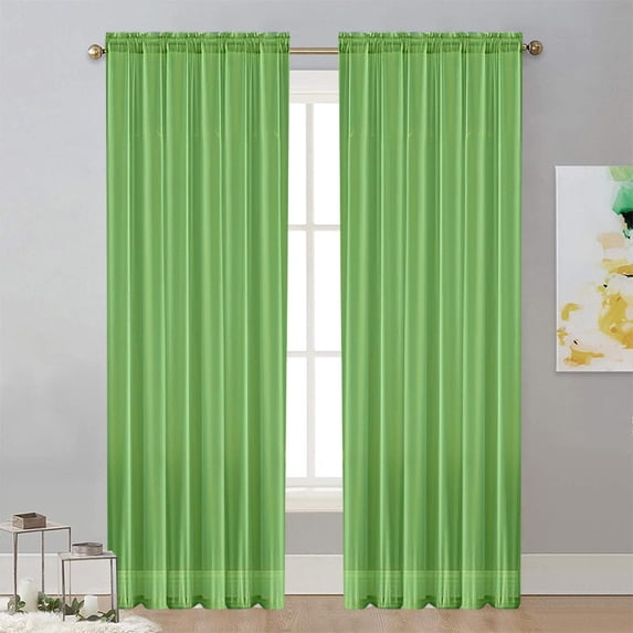 Nkmbld Blackout Curtains for BedroomSolid Color Double-String Polyester Curtain Sheers Semi-Sheer Curtains for Living Room Kitchen Bedroom, Green