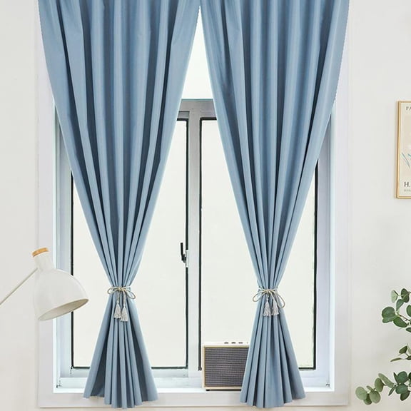 Nkmbld Blackout Curtains for Living Room, Full Darkling Curtains Punch-Free Oversized Sunshade Curtains, Thermal Insulated Window Treatment, Blue