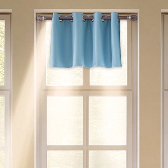 Nkmbld Blackout Valances for Windows, Short Curtains with Light Blocking Function, Blackout Thermal Insulated Solid Window Curtain Valance, Blue