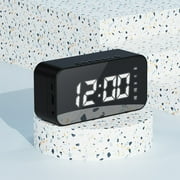 Nkmbld Bluetooth Speakers Wireless Digital Clock with Bluetooth Speaker Alarm Clock with Alarms Mirror LED Display Bluetooth V5.0 TFCard & AUX Cable, Graduation Gift, Black