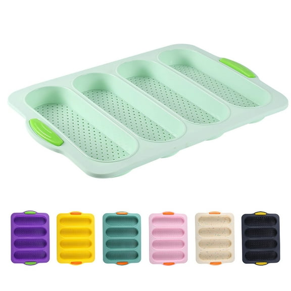 Nkmbld Cake Baking Molds Loaf Pan with Four Buns French Bread Non-Stick Pan Easy to Release Household Food Baking Tool
