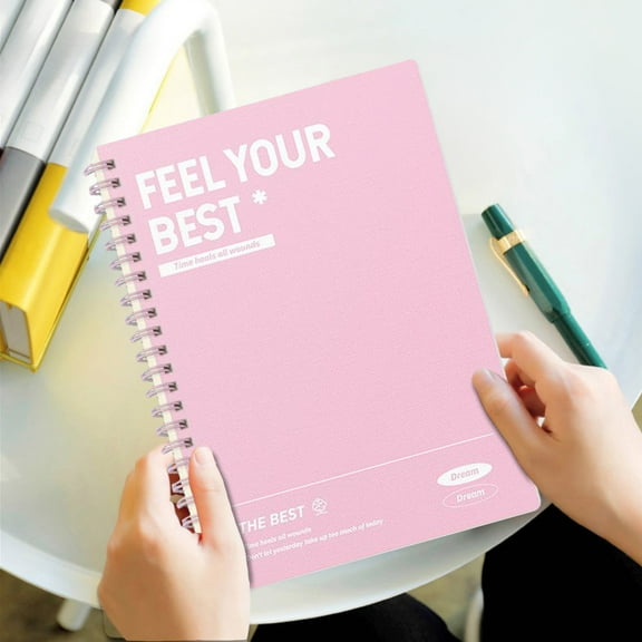 Nkmbld Campus Notebook B5 Horizontal Thickened Coil Notebook Excerpt Colorful Plastic Cover Notebook Quality Writing Paper for Work, Travel and Notes, Pink