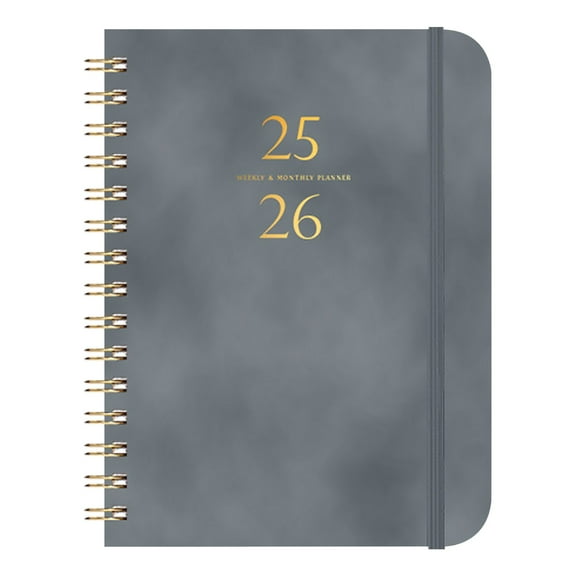 Nkmbld Campus Notebook Schedule Book A5 Coil Notebook Leather Strap Notebook Self-Discipline Card Printing Book for Work, Travel and Notes, Gray