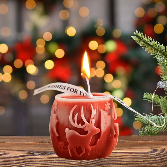 Nkmbld Candles for Home Scented, Christmas Pillar Wax Christmas Tree Aromatherapy Candles Handheld Gift Gentle and Non Pungent Home Decoration, Red