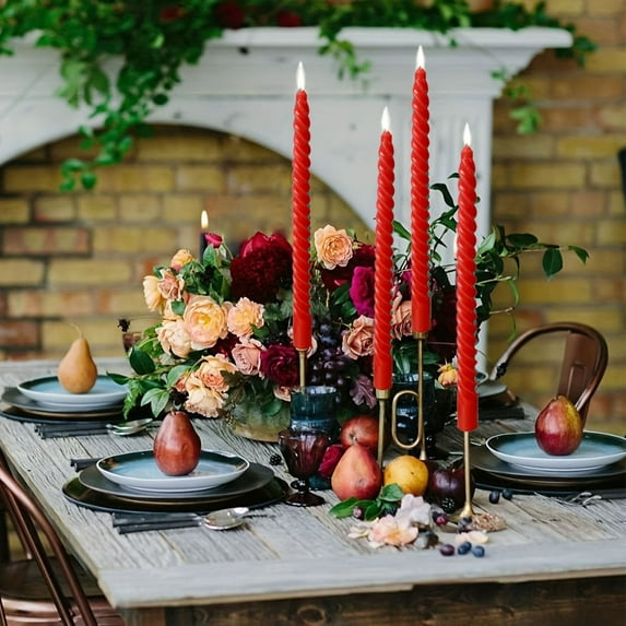 Nkmbld Candles for Home Scented, Long-Lasting Spiral Taper Candlesticks for Christmas Dinner Birthday Party Wedding Holiday Decoration, Red