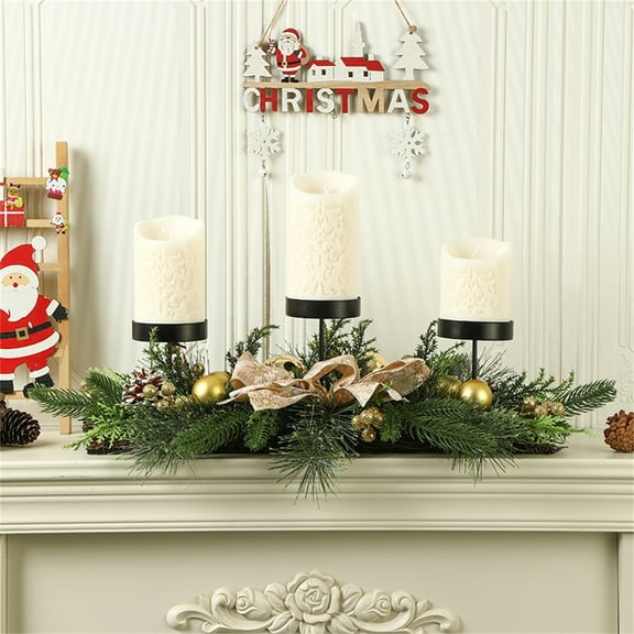 Nkmbld Candlestick Holders Taper Candle Holders, Christmas Three-Legged Candlestick Home Desktop Candlestick Rattan Garland Decoration for Table Centerpieces