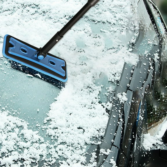 Nkmbld Car Snow Shovel, Retractable Double Head Snow Shovel with Removable Sponge, Lightweight Emergency Snow Plow for Driveway Car Home Garage, Blue