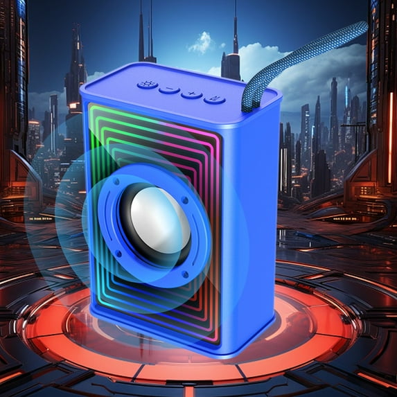 Nkmbld Car Subwoofer on Clearance Bluetooth Speaker Colorful Ambient Light Outdoor Car Desktop Subwoofer Mini Speaker, Birthday Gifts, Blue