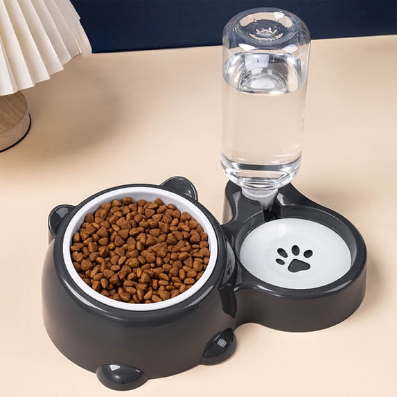 Nkmbld Cat Bowls with Automatic Water Dispenser, 2 in1 Pets Food and Water Bowl Set with Non Slip Bottom, Large Capacity Feeder Bowls for Dogs Cats