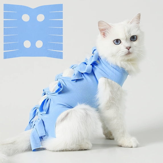 Nkmbld Cat Clothes Cats Recovery Shirt Adjustable Back Strap Closure Protective Lick Wound Cover After Spay Neuter Soft Breathable Pet Recovery Wear