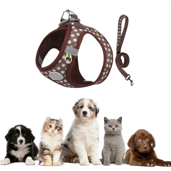 Nkmbld Cat Harness and Leash Set for Walking, Escape Proof Soft Breathable Mesh Vest, Safe Adjustable Kitten Vest Harnesses for Small Medium Dogs, Cats