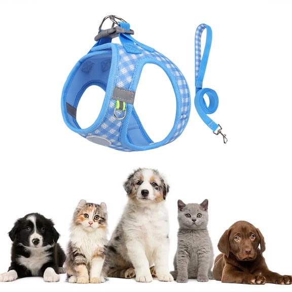 Nkmbld Cat Harness and Leash, Easy Control Soft Breathable Mesh Vest, Escape Proof Safe Adjustable Kitten Vest Harnesses for Small Medium Dogs, Cats