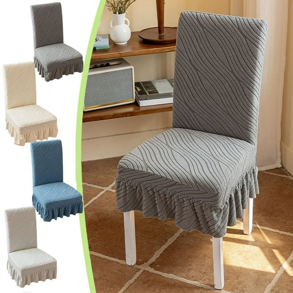 Nkmbld Chair Covers with Skirt, Removable Washable Chair Slipcovers, Elastic Chair Protector Cover for Wedding, Party, Banquet, Celebration, Black