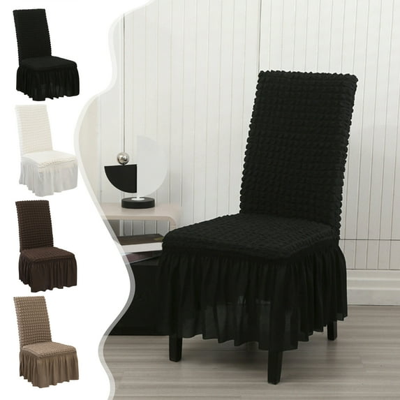 Nkmbld Chair Covers with Skirt, Stretch Parsons Chair Slipcover Removable Washable Chair Protector Cover for Wedding Restaurant Banquet, Black