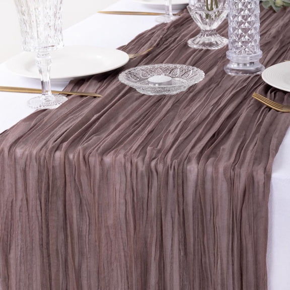 Nkmbld Cheesecloth Table Runner, Farmhouse Runner Gauze Boho Wedding Decor Romantic Table Runner for Birthday Kitchen Dinning Fireplace Party Decor