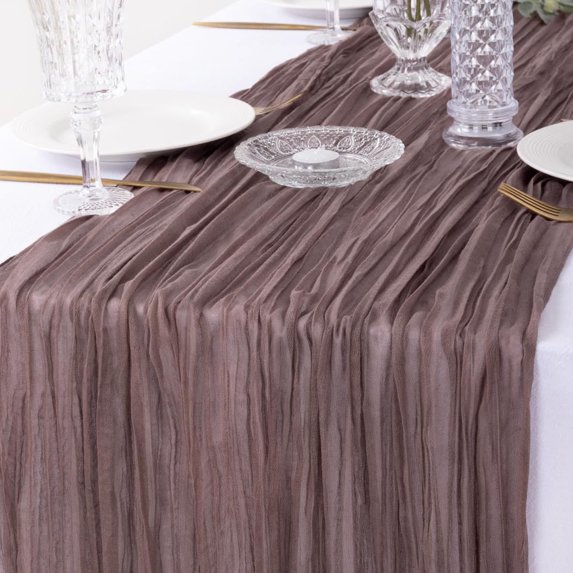 Nkmbld Cheesecloth Table Runner, Farmhouse Runner Gauze Boho Wedding Decor Romantic Table Runner for Birthday Kitchen Dinning Fireplace Party Decor