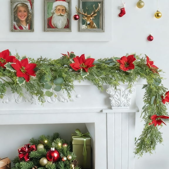 Nkmbld Christmas Artificial Garlands, Greenery Plant for Christmas Decorations Table Mantle Background Wall Room Outdoor Indoor Winter Decoration