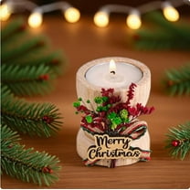 Nkmbld Christmas Candle Holders with Candles, Wooden Tealight Candle Holders Decorations Votive Wood Candlestick for Christmas Table Centerpiece Decor