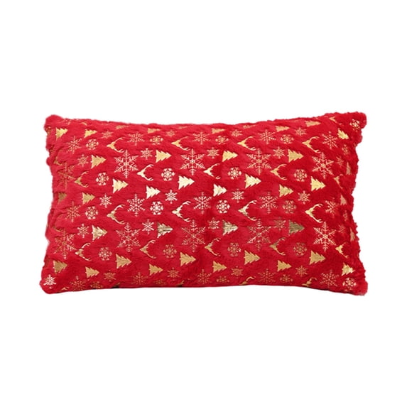 Nkmbld Christmas Decor Plush Stamped Christmas Pillow for Winter Xmas Decor, Christmas Velvet Pillow Cases for Sofa Home Decoration, Red