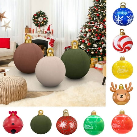 Nkmbld Christmas Decorations Outdoor Inflatable Christmas Balls 25inch Thickened PVC Christmas Decorated for Xmas Porch Lawn Yard Holiday