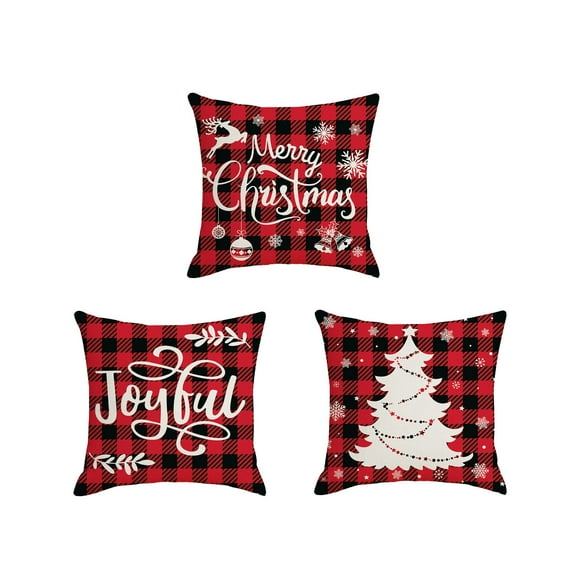 Nkmbld Christmas Decorations Throw Pillow Covers Set 3 Pack Used for Winter Xmas Decor, Christmas Velvet Pillow Cases for Sofa Home Decoration, Red