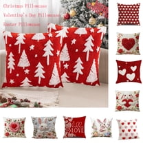 Nkmbld Christmas Decorations Throw Pillow Covers Snowflake Velvet Christmas Tree Cushion for Winter Holiday Farmhouse Home Sofa Couch Decoration, Red