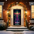 thumbnail image 1 of Nkmbld Christmas Door Cover Tapestry Decoration for Winter Indoor Outside Front Door Banner Farmhouse Party Supplies, 1 of 8