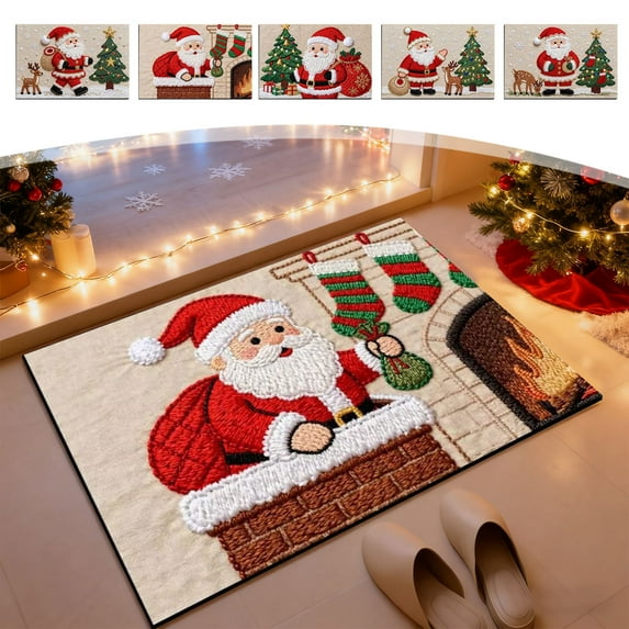 Nkmbld Christmas Door Mat, Non-Slip Rubber Backing Floor Mat Washable Christmas Welcome Rugs Water-Absorbing Carpet for Kitchen, Bathroom, Entryway