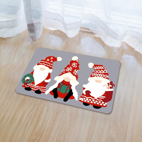 Nkmbld Christmas Front Door Mat, Area Rug Washable Front Porch Rug Door Mat Outside Entrance Entryway Doormat for Christmas Porch Decor, Gray