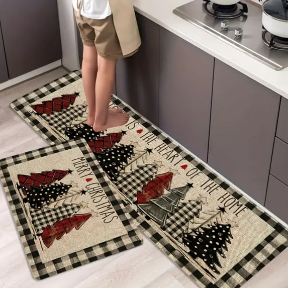Nkmbld Christmas Front Door Mat, Christmas Decorative Front Door Mat, Non-Slip Floor Entryway Rug, Winter Holiday Home Kitchen Decoration