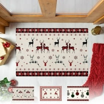 Nkmbld Christmas Front Door Mat, Christmas Floor Mats Crystal Velvet Entry Christmas Decoration Carpet for Front Porch, Kitchen, Farmhouse, Entryway