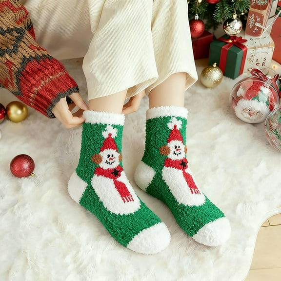 Nkmbld Christmas Fuzzy Socks for Men Women, Thickened Fleece Lined Socks Fluffy Cozy Comfy Plush Warm Socks, Winter Warm Thick Thermal Plush Non Slip Floor Socks