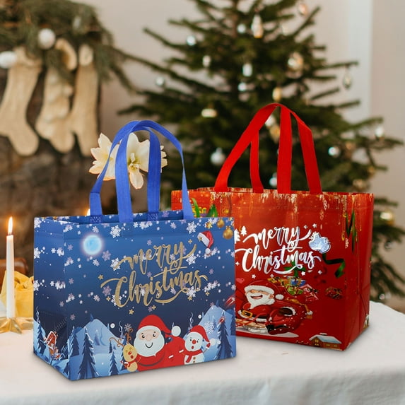 Nkmbld Christmas Gift Bags Bulk Christmas Non-woven Shopping Bag Colorful Christmas Decoration Gift Bag for Wrapping Xmas Party Favors