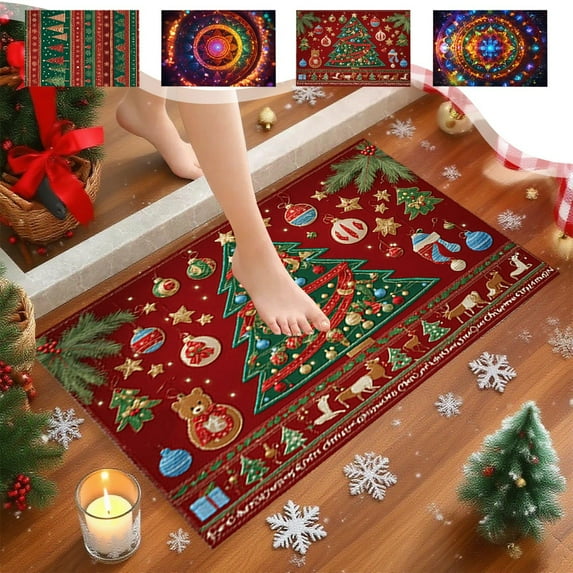 Nkmbld Christmas Indoor Door Mat, Christmas Carpet Entrance Door Mat Household Absorbent Nonslip Foot Mat Dirt Proof Bathroom Mat