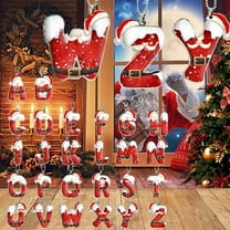 Nkmbld Christmas Initial with Red Hat Christmas Tree Ornaments, Personalized Diy Christmas 26 Letters Ornaments Christmas Decoration Xmas Tree Hanging Decor