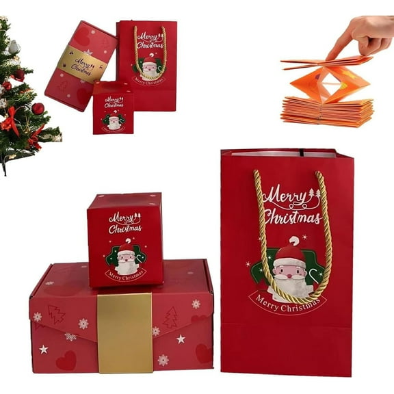 Nkmbld Christmas Money Surprise Gift Boxes for Cash Pop Up with Gift Bag, Upgraded Elastic Exploding Gift Boxes for Money, Photos & Notes, Fun Holiday Gift Giving, 15PC