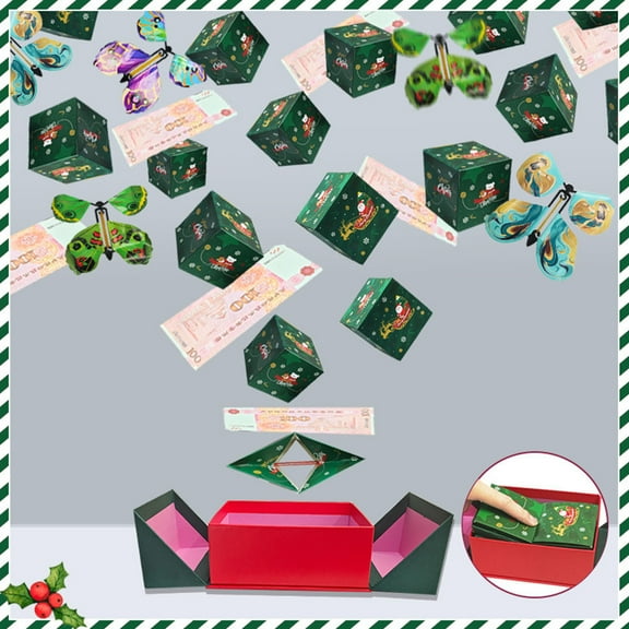 Nkmbld Christmas Money Surprise Gift Boxes for Cash Pop Up with Gift Bag, Upgraded Elastic Exploding Gift Boxes for Money, Photos & Notes, Fun Holiday Gift Giving, 6PC
