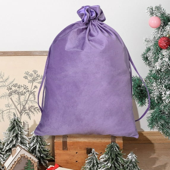 Nkmbld Christmas Ornament Bag Santa Sack Large Canvas Bags with Drawstrings for Xmas Package Storage, Large-Capacity Cotton Bag Party Favors Gift Bags, Purple